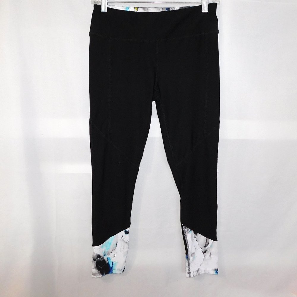 Layer8 quick Dry Crop Workout Activewear Leggings Womens S Black Pattern Ankle